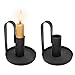 Produktbild Dylan-EU 2 Stücke Vintage Deko Kerzenhalter mit Henkel Schwarze Rund Basis Kerzenständer Metall Kerzenleuchter für Weihnachts Halloween Hochzeit Wohnzimmer Bankett Dekoration 9.5 x 8.5 cm