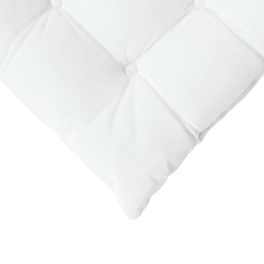 Poduszki na siedzenie 4 sztuki biała 40 x 40 x 6 cm tkanina | Zdejmowane pokrowce, można prać w pralce, paski mocujące, wypełnienie z włókna poliestrowego