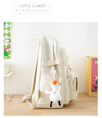 Cute backpack with accessories kawaii 5PCS Set Aesthetic Waterproof backbags (Red)4