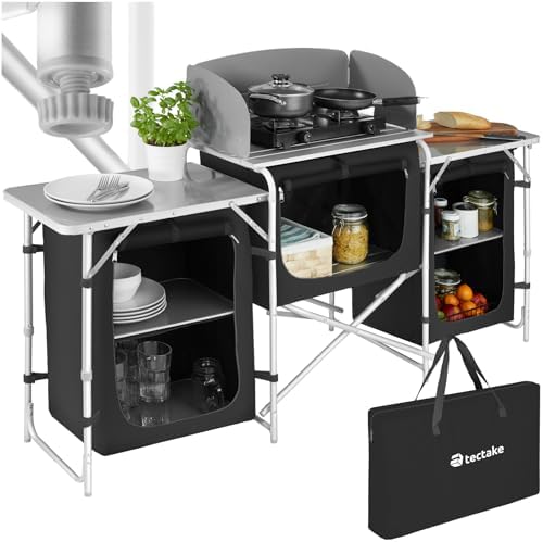 tectake® Meuble de Rangement Cuisine de Camping Pliable en Alumin...