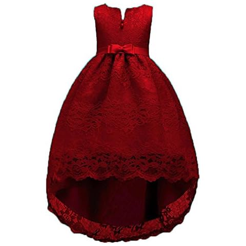 FKKFYY 2-14 Years Girl Wedding Party Graduation Long Tail Tutu Dresses (Wine, 10-14Years 160) Cover