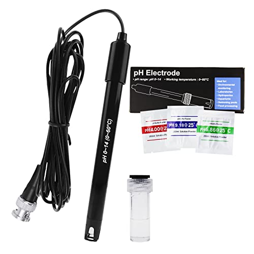 pH Électrode Haut Précision pH Sonde 0-14pH Mesure Varier, avec Étalonnage Poudre, BNC Connecteur 300cm Long Câble Cover