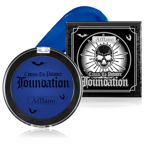 Afflano Blue Face Body Paint Makeup Foundation, Professional Non-Toxic Cream to Powder Body paint for Kids & Adults Party, Blue Face paint for Halloween Cosplay Theater Clown SFX Joker Makeup Costume