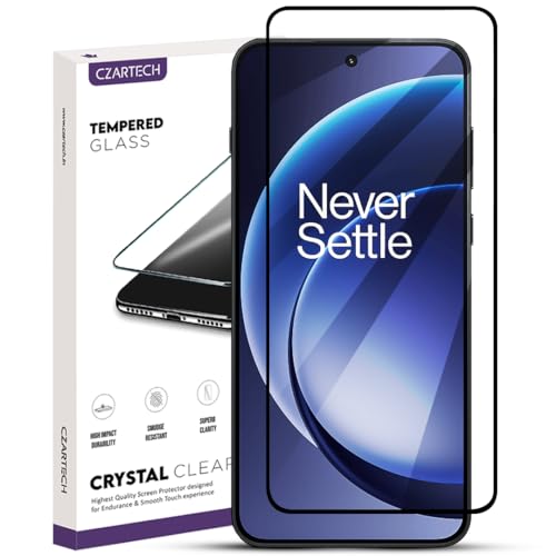 Image of Czartech Tempered Glass For OnePlus 15R Screen Protector | 9H Hardness | Full Coverage Black Border | Edge to Edge | Anti Scratch | Bubble Free | Case Friendly | HD Clear