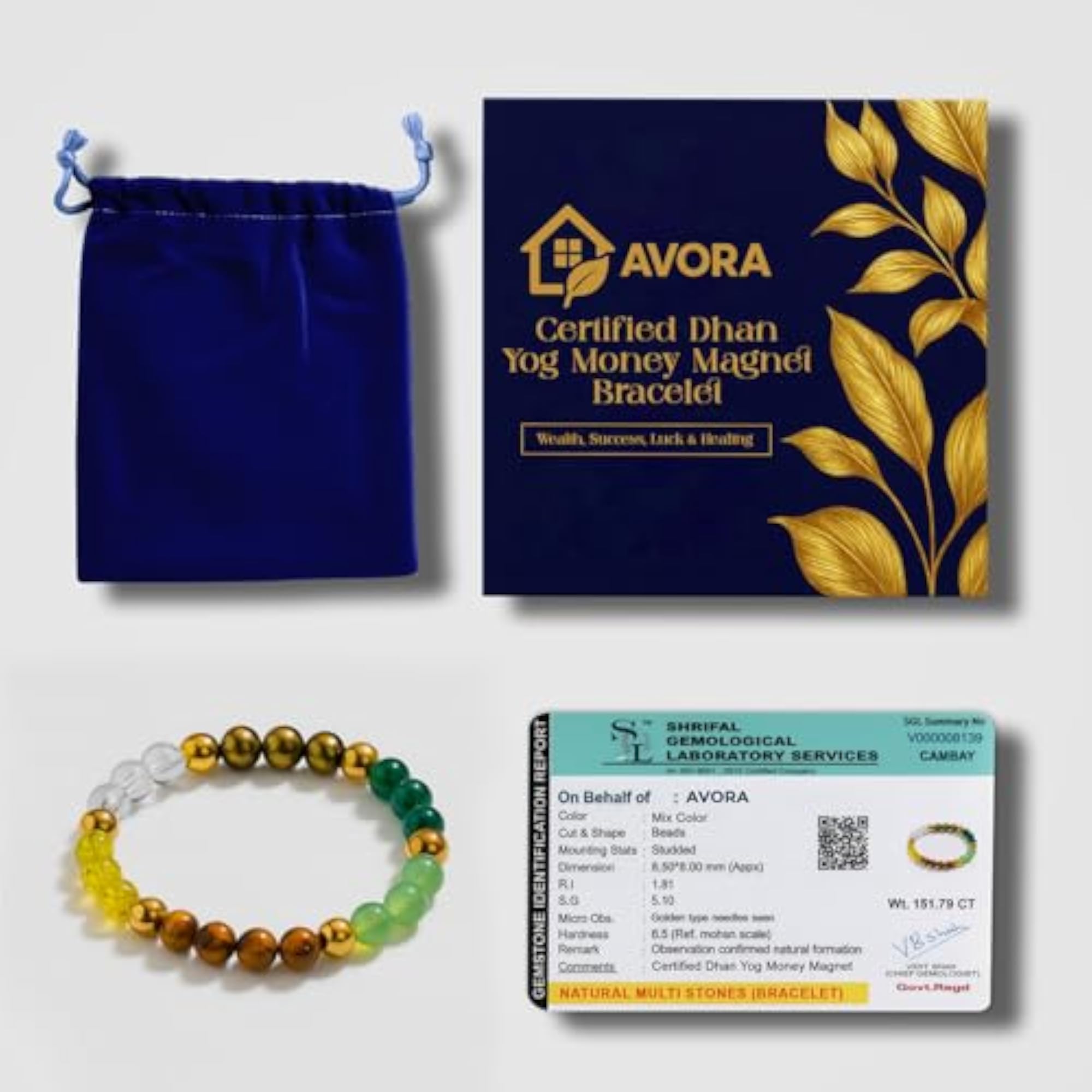 Dhan Yog Money Magnet Bracelet with Natural Crystals