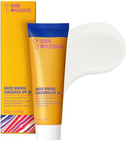 Good Molecules Sheer Mineral Face Sunscreen Broad Spectrum SPF 30, 1.7 oz
