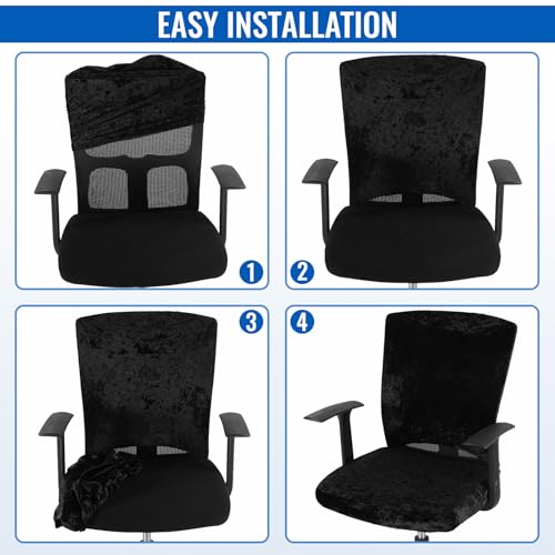 Miniatura 7 de Calkkrer 4 Piezas Fundas Universales Para Sillas De Oficina, Fundas Elásticas Para Sillas Con Almohadillas, Cubiertas Protectoras Para Asiento Y Respaldo, Para Sillas Gir