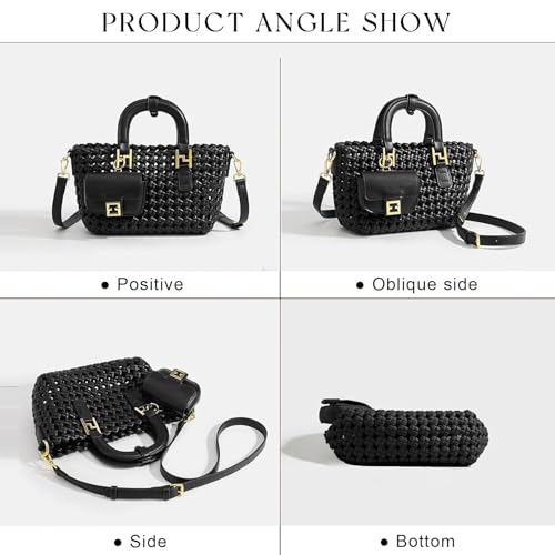 Bolso Tote tejido para mujer, bolso cruzado con asa miniatura 5