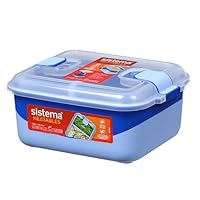 Sistema Heatables 1.35 L Rectangle with Divider Meal Prep Container, 100% Leakproof with ZeroLeak Technology, Vented Clips, and Soft-Touch Base Food Storage Containers, 1 Pack, Colour Not Selectable