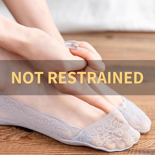 Image of 5 Pairs Low Cut Lace Socks - Ice Silk Thin No Show Non-Skid Boat Socks for Women & Girls