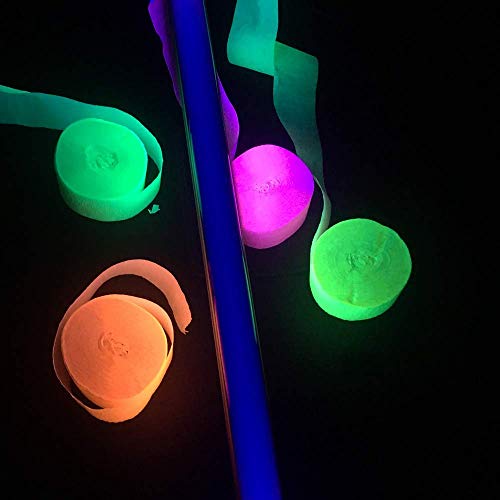 Glow In The Dark Party Decorations, 4Pcs 1.75 Inches Wide 100 Feet Long Streamer Decorations Neon Crepe Paper Uv Reactive Party Streamers Backdrop Decorations For Birthday Holiday Fiesta Party #TOP4