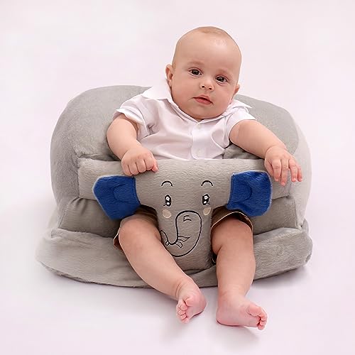 Assento Para Bebe Apoio Sofázinho Poltroninha Pelúcia Antiqueda (Elefante Orelha Azul)
