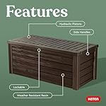 Keter Outdoor Storage Deck Box, 150 Gallon Resin Patio Bin & Bench, Wood Grain, Brown - Image 3