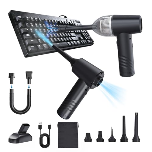 OGMAPLE Compressed Air Duster Electric Computer Vacuum Cleaner for Keyboard Duster Cleaning Dust Vacuum Cordless Canned Air 11000PA Mini Car Vacuum PC Air Blower for Office Home (Dustbin-Gray)