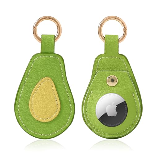 VANTOO Leather AirTag Keychain & Collar Holder, Green
