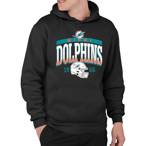 Junk Food NFL - Miami Dolphins - Mighty - Officially Licensed Adult Pullover Fleece Hoodie for Men and Women Black