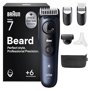 Braun Barttrimmer Series 7, Kabelloser Bartschneider Herren, BT7520, Blau