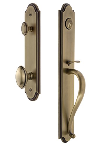 Grandeur 848563 Hardware Arc One-Piece Handleset with S Grip and Eden Prairie Knob, Dummy Entry Set, Vintage Brass by Grandeur - Image 2
