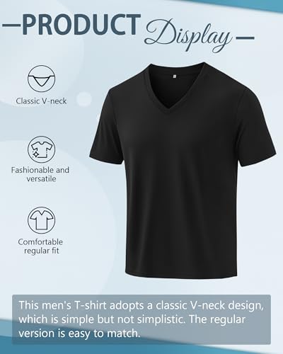 Neer 3 Pack Men's Big and Tall T-Shirts Casual V Neck Short Sleeve 30% Cotton Tee Shirt Summer Basic Soft Fitted Solid Tops3
