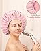 Auban Shower Cap, Shower Cap for Women Terry Cloth Lined EVA Exterior Reusable Double Layer Waterproof, Large Bath Hair Cap, Hotel Travel Essentials Accessories Cleaning Supplies(Pink)