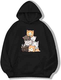 ABSOLUTE DEFENSE Cute cat Hoodie Sweatshirt Anime Girl Women Causal Stylish Latest Black Lavender Beige Peach White Maroon Price In India