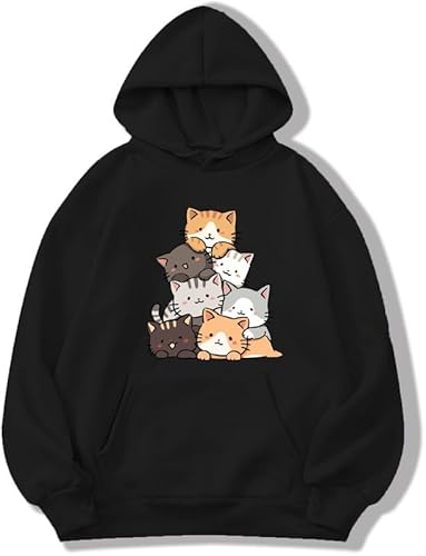 ABSOLUTE DEFENSE Cute cat Hoodie Sweatshirt Anime Girl Women Causal Stylish Latest Black Lavender Beige Peach White Maroon