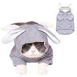 ANIAC Funny Small Dog Hoodies Girl Boy Bunny Ears Dog Clothes Hooded Puppy Sweatshirt Cat Apparel Pet Costume for Easter Halloween Christmas Holiday (Small, Grey)