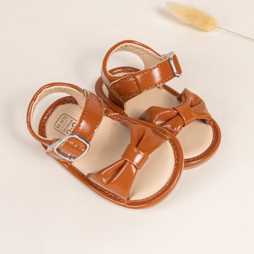 Image of Babelvit Infant Baby Girl Boy Sandals Comfort Premium Summer Outdoor Casual Beach Shoes with Flower Bowknot Anti Slip Rubber Sole Newborn Toddler Prewalker First Walking Shoes