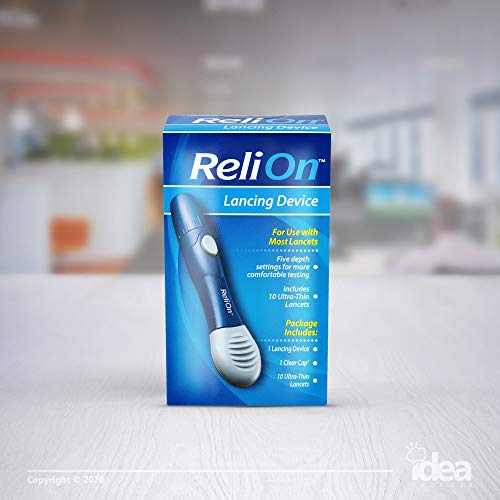 ReliOn Lancing Device +Look After Your Diabetes - Better Idea Guide | Includes 10 Ultra-Thin Lancets