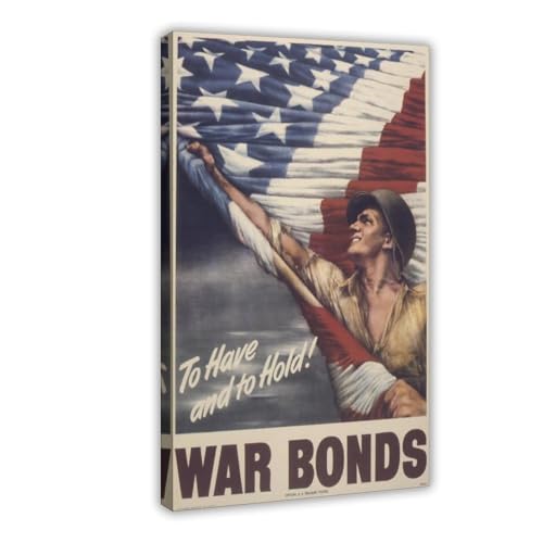 Affiche WW2 Buy War Bonds en toile rétro de 20x30 cm pour décoration murale vintage de bureau