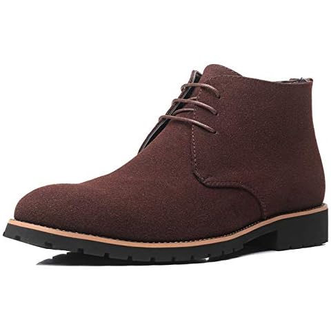 Lnafan Men’s Lace Up Nubuck Leather Ankle Boots Fashion Casual Flats Shoes Brown Size 6UK Cover