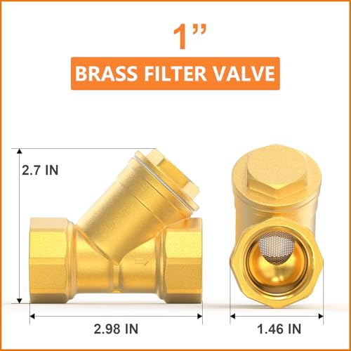 Image of GASHER 2PCS Brass 1 inch Female Y Strainer Mesh Filter Valve for Water Oil Separation
