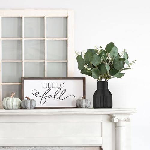 Dahey Artificial Eucalyptus Stems in Small Ceramic Vase Centerpiece Table Decorations Modern Farmhouse Decor Fake Eucalyptus Plants with Vase for Bathroom Kitchen Shelf Living Room Home Decor, Black by Dahey - Image 3