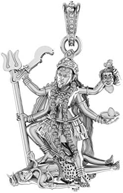 AKSHAT SAPPHIRE Sterling Silver (92.5% purity) Goddess Kali Maa Pendant for Men & Women Pure Silver Lord Maa Kaali Locket for Good Health & Wealth