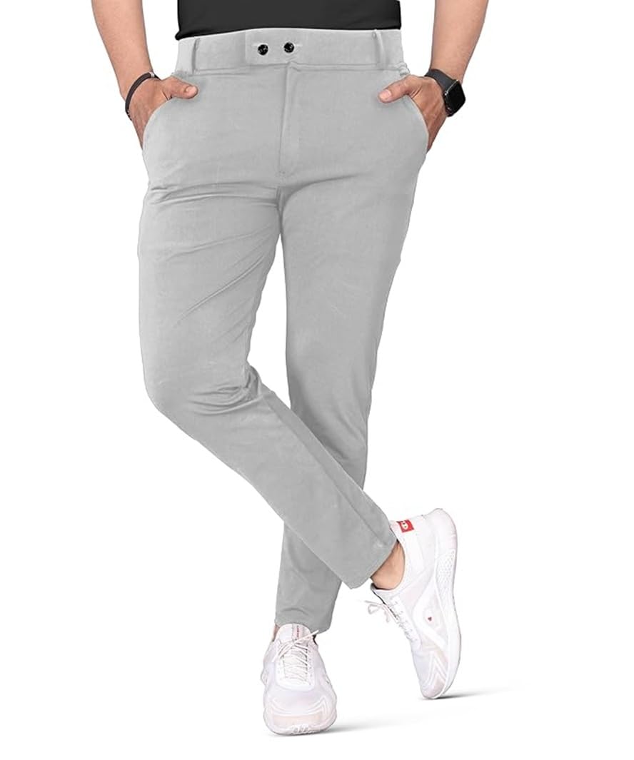 Men's Stretchable Formal Pant Trousers Polycotton Knitted Fabric Stylish Slim Fit Men's Wear Trousers Grey-picture-42