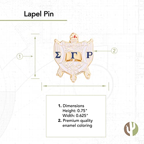 Image of Desert Cactus Sigma Gamma Rho Sorority Lapel Pin SGRho Made of Metal for Formal Wear, Bag and Hat Jewelry, and Tie Tack (Lapel Pin - Design A - Crest)