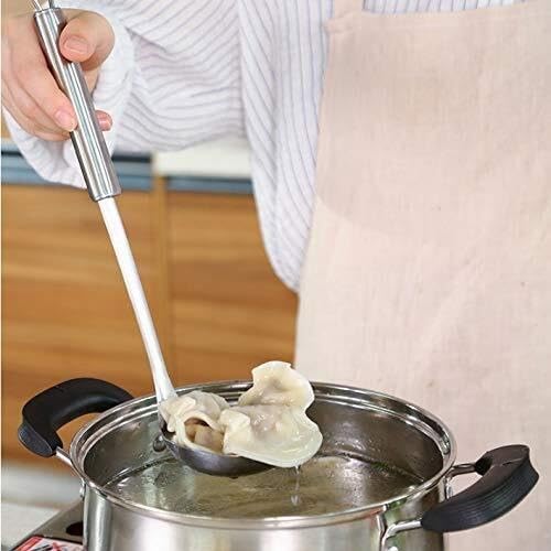 3-Piece Stainless Steel Kitchen Utensil Set – Noodle Spoon, Cooking Ladle, Strainer With Heat-Resistant Handles