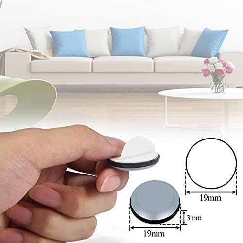 VABNEER Furniture Glides, 16 Pieces PTFE Teflon Round Self-Adhesive Furniture Sliders, Furniture Mover Pads for for Smooth Floors and Carpets (Round,19mm)