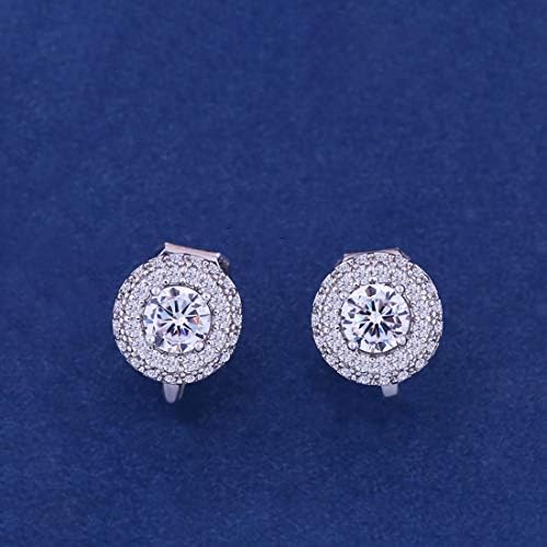 QUKE Cubic Zirconia Crystal Clip On Stud Earrings Non Pierced Earrings For Women Girls Circular Jewelry