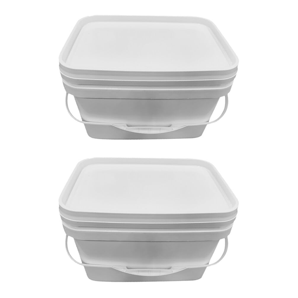 2piezas Cubos De Pintura De Plástico con Tapa y Asa De Cubos De Recipientes Reutilizables para Pintura y Almacenamiento para Actividades Al Aire y Manualidades