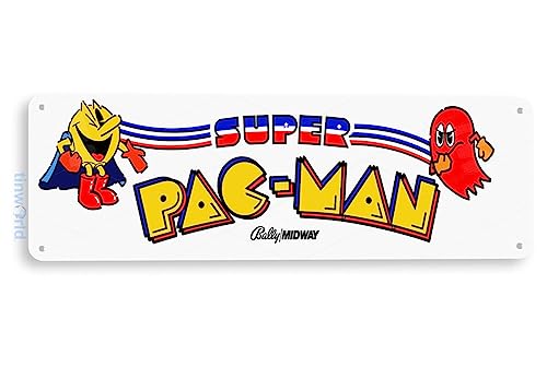 Tinworld Tin Sign: Super Pac-Man Arcade Game Room Shop Marquee Metal Decor Retro Console C505