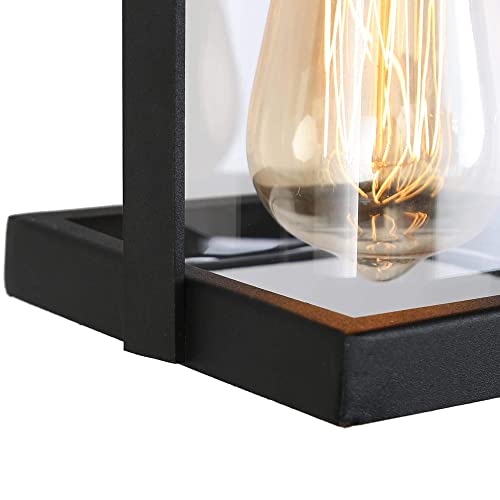 Black Outdoor Pendant Lights, Exterior Pendant Light With Clear Glass, Porch Hanging Lantern Light Fixtures In Brushed Black Finish #TOP5