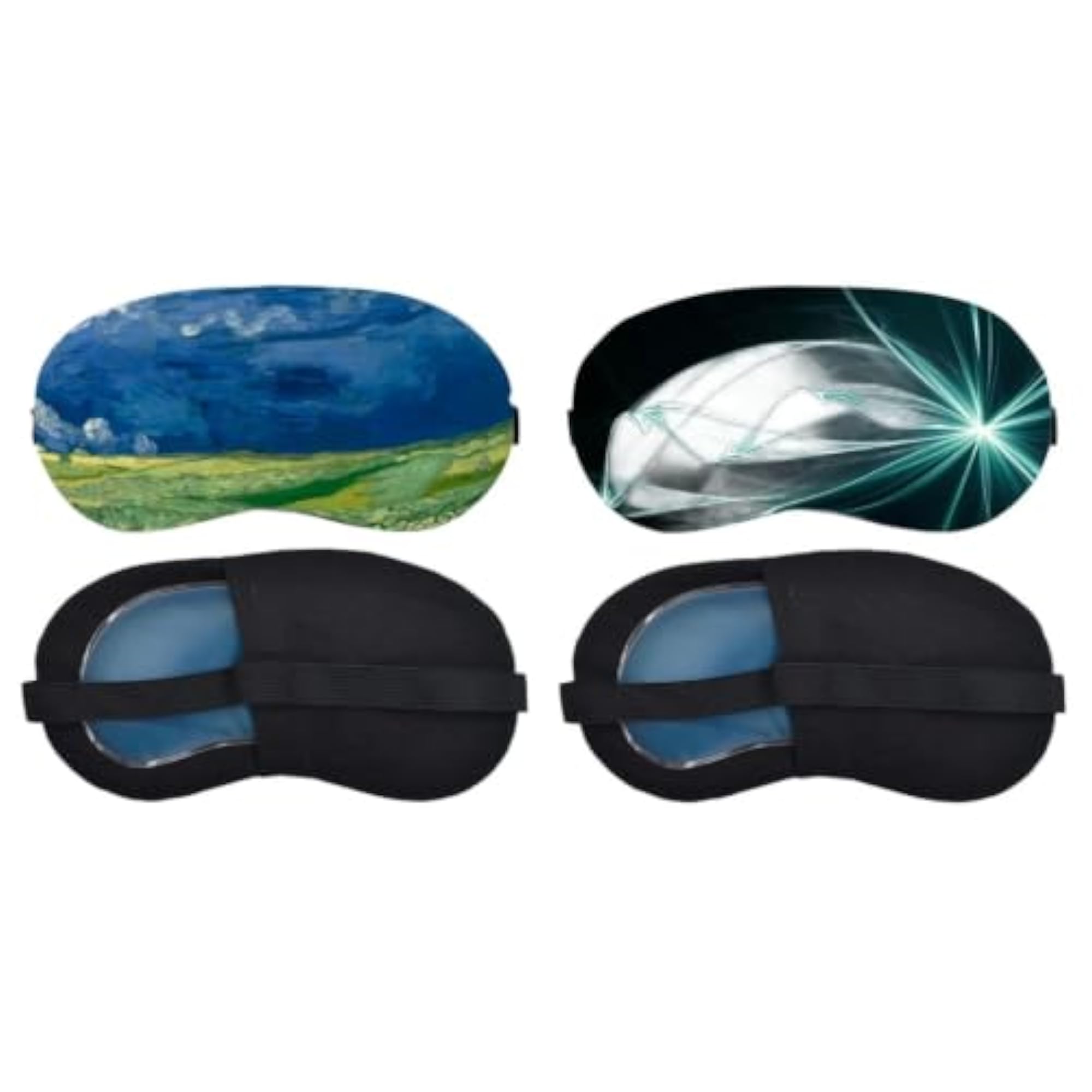 Blue Mountain Landscape Painting Sleeping Mask Combo, Comfortable Eye Cover