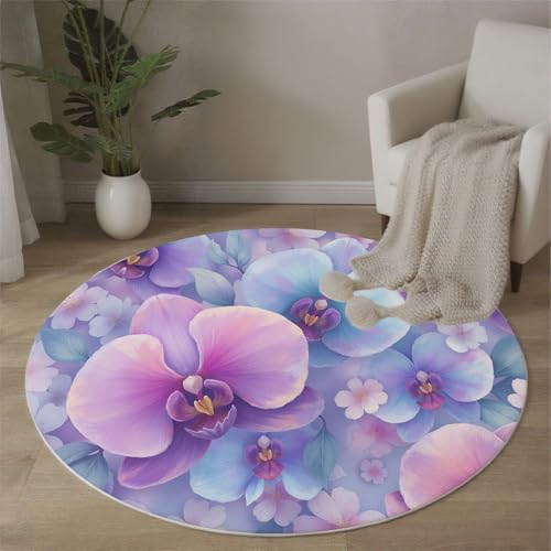 Tapis rond orchidée lavable pour simplifier l'entretien - 7