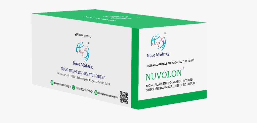 NUVO MEDSURG NUVOLON Monofilament Polyamide Sutures (Code No NM3315) - Pack of 12 Foils