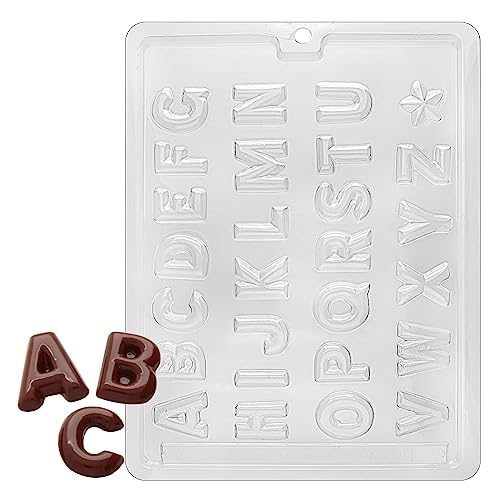 CybrTrayd Chocolate Candy Mold – Alphabet Letters – 27 Cavities 1-1/4” x 1/8” – For Candy, Cookies, Chocolate, Soap & Plaster – Includes Instructions