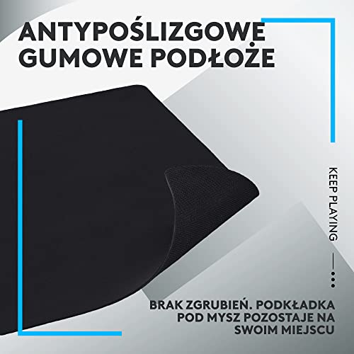 Logitech G G240 Materiałowa Podkładka pod Mysz dla Graczy, Stworzona pod Czujniki, Umiarkowane Tarcie, Antypoślizgowa Podkładka, akcesoria do PC i do Mac, 340 x 280 x 1 mm