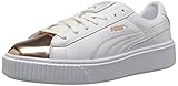 PUMA Women's Basket Platform Metallic, White-Rose Gold, 9.5 M US