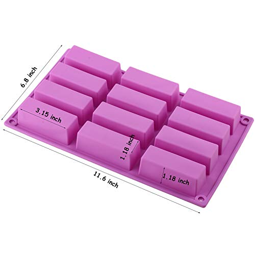 Mujiang 12 Cavity Medium Narrow Silicone Rectangle Mold Protein Bars Molds Set of 2 - Thumbnail 2