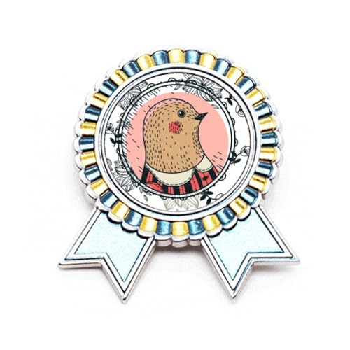 Broche pigeon et fleur en métal taille M pour masquer un accroc ou raviver un vêtement terne
